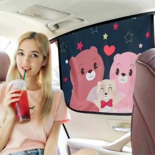 Magnetic Car Side Window Sunshade Curtains Auto Windows Sun Visor Animal Pattern Baby Curtains Foldable Sun Shade Car Styling
