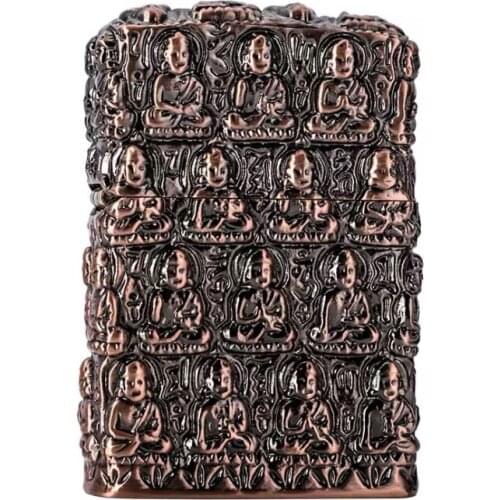 Pure Copper Oil Lighter Vintage Buddhism Relief Kerosene Lighter Fire Cigarette Retro Metal Tobacco Men Gadgets Smoker Gift