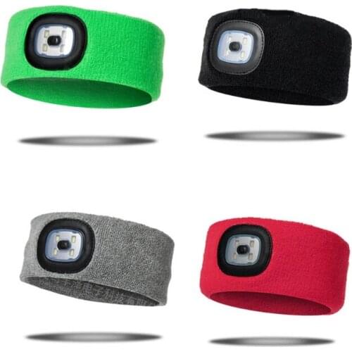 Strong LED Head Light Unisex Turban with Torch Knitted Baggy Sports Headband