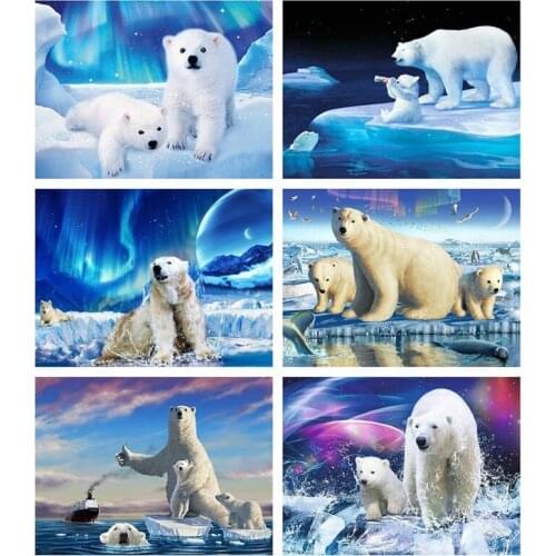 Diamond Painting Kits Bear Full Round With AB Drill Cross Stitch 5D Full Set Embroidery Animal Rhinestone Mosaic Home Decoration