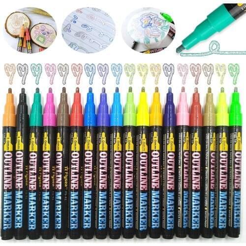 Set of 18 Acrylic Medium Tip Paint Markers Pens for Rock Painting, Ceramic, Porcelain, Glass, Wood, Fabric, Canvas
