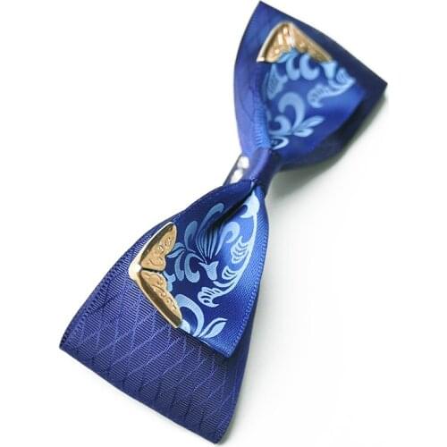 New Free Shipping fashion casual Mens male tie blue bow pattern European American business wedding groom tide L018 on sale