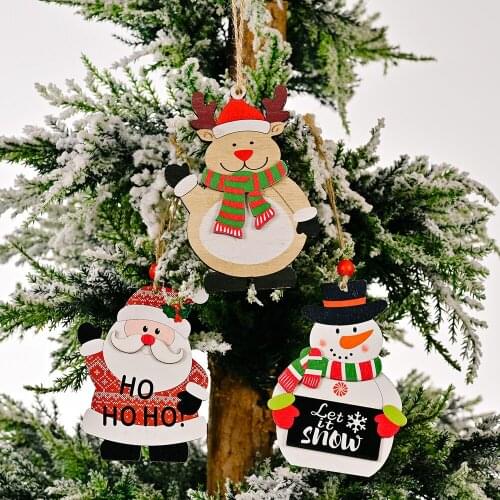 3-piece New Christmas Tree Decoration Christmas Printing Wooden Pendant, Christmas Tree Ornaments, Home Shopping Mall Decoration