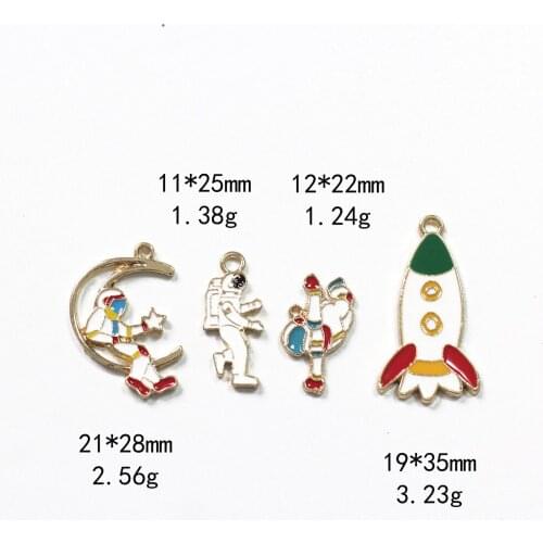 Novelty earrings, Korean earrings, weird jewelry, astronaut rocket drop oil alloy jewelry accessories earrings necklace pendants