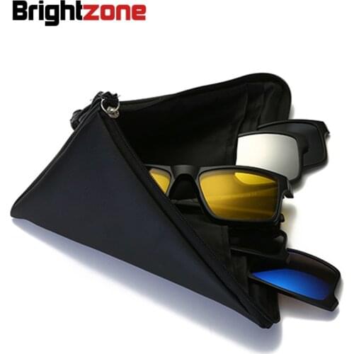 Brightzone Fashion Optical Spectacle Frame Men Women Myopia With 5 Clip On Sunglasses Polarized Magnetic Glasses Male Eyeglasses