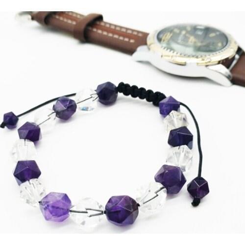 Wholesale new design Natural stone and white crystal braided adjustment bead bracelet jewelry 50pcs/lot+free shipping