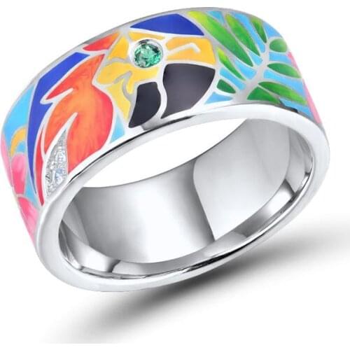 Original Design Luxury 925 Silver Jewelry Ladies Retro Multicolor Enamel Finger Ring Trendy Wedding Party Rings 2021 New