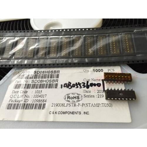 Original new 100% SMD 8bit digit keyboard type dial switch SD08H0SBR 2.54MM high temperature resistant