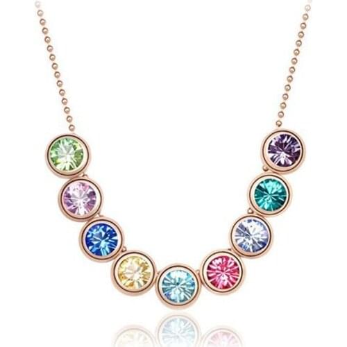 New fashion design Austrian Crystal necklace female Super Flash Nine Color Necklace jewelry women girls gift