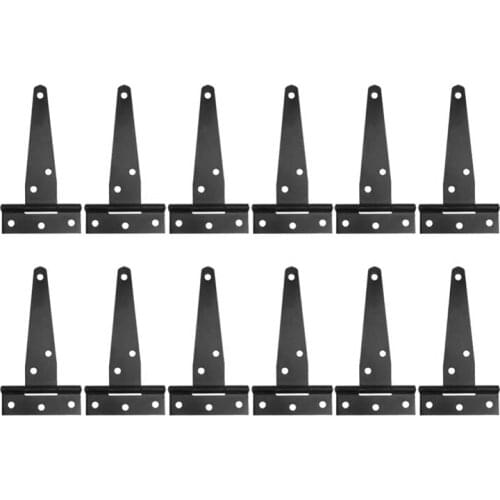 Black T-Shaped Belt Hinge Shed Door T-Shaped Door Hinge Rust-Proof Barn Door Hinge 4 Inches 12 Pieces CNIM Hot