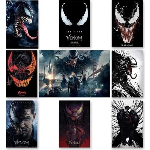 Venom Movie Poster Comic Hero Silk Canvas Painting And Printmaking Modern Mural Living Room Home Decoration Painting Cuadros
