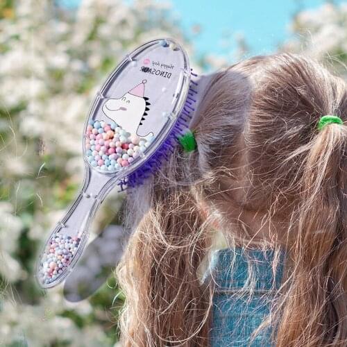 Dinosaur Alpaca Cartoon Massage Comb Hair Brush Animal Foam Sequins Anti-static Shower Wet Detangle Hair Brush