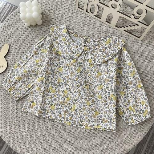 Toddler Baby Girls Flower Shirt Korean Style Spring Autumn Newborn Baby Girls Clothes Casual Fashion Cotton Long Sleeve Shirt