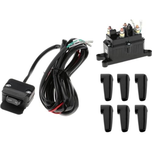 Solenoid Relay Contactor Winch Rocker Thumb Switch for ATV 6 Protecting Caps