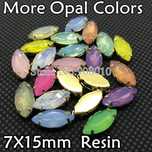 TopStone Mix Resin Opal Colors Navette Shape With Gold/Silver Claw Setting Size 5x10,7x15,9x18mm Horse Eye Sew On Resin Stones