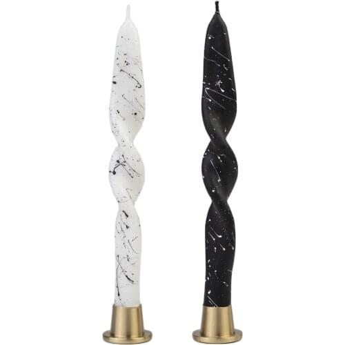 Twisted Colored Double Candlestick Candle 2pcs/set Classic long stick candle for candlelight dinner Smokeless tasteles candlesti