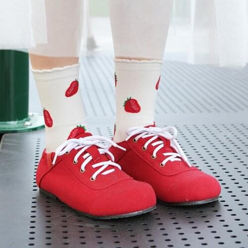 Japanese Cotton Tube Strawberry Socks Lolita Socks Bubble Lace Socks 1 Pair Cotton Causal Socks Wholesale EU 35-43 Drop Shipping