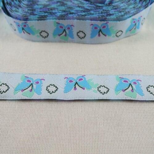 Blue Butterfly jacquard ribbon trim Wholesale 5/8" 16mm DIY Cloth Sewing Accessories Tapes for dog collar & Leash 10Yards CX17