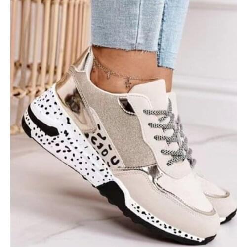Women Sneakers 2021 Leopard Print Lace-Up Womens Vulcanize Shoes Platform Sports Ladies Sneakers Breathable Plus Women Shoes