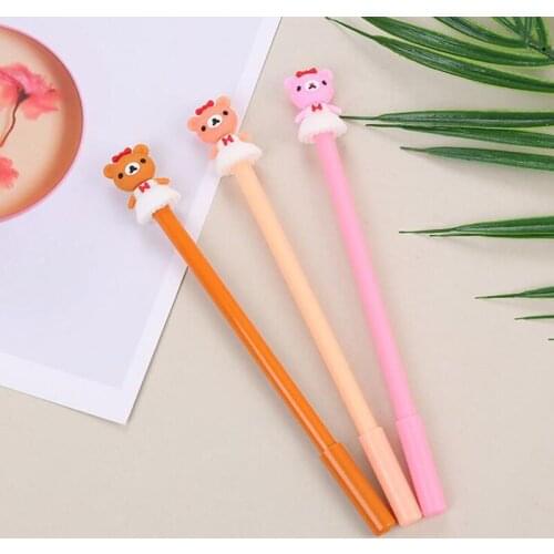 1pc Kawaii Bear Gel Pen Cartoon Student Creative Stationery Black Ink Signature Water Pen Office School Supplies Cute Bear Pen
