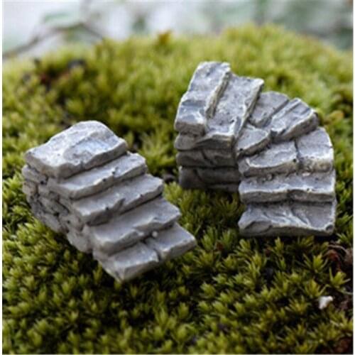 1pcs Garden Fairy Ornament Small Stairs Bonsai Curved Stairs Miniature Resin Bridge Stair Flower Pot Plant Home Decoration