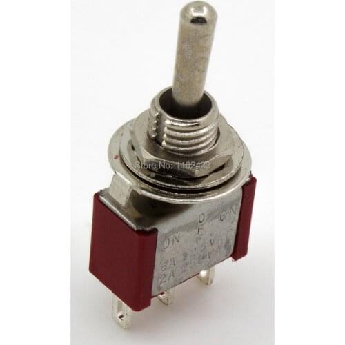10pcs/lot MTS-123 perforate diameter 6 mm 2 reset 3 pin (ON) - OFF - (ON) SPDT 3 positions toggle switch
