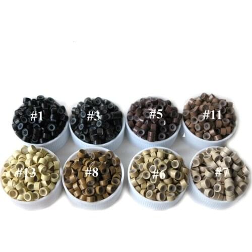 1000pcs 5*3*3mm Medium Blonde Color Aluminium Micro Ring Silicone Lined Beads Tube for Micro Ring Extension