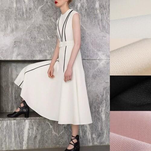 145CM Wide 240G/M Weight Solid Color Pink Black White Viscose Polyester Fabric for Autumn Spring Dress Jacket Pants E1002