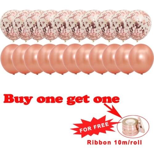 20pcs/set Rose Gold Balloon Set Birthday Party Decoration 12 Inch Confetti Balloon Anniversary Wedding Decoration Gift Supplies