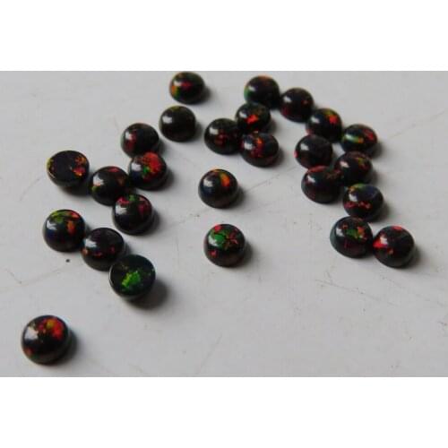 200pcs/lot 3MM Synthetic Round Black Fire Opal op71 Round cut Opal for Body Jewelry