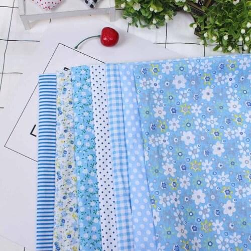 7Pcs/Lot Diy Cotton Fabric Thin Plain Floral Dobby Print Fabrics Patchwork Sewing Tissue Baby Doll Fabric Cloth Quilt 25*25 Cm