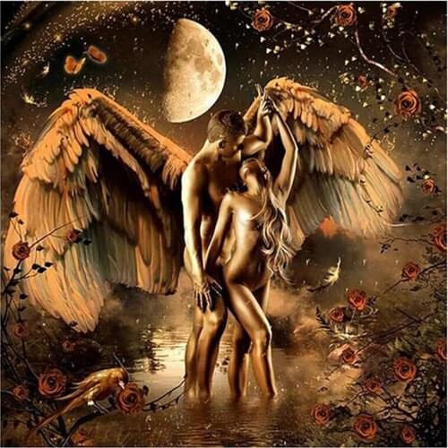 New 5D DIY Diamond Painting Crossstitch Kit Mosaic Embroidered Portrait "Wings Lovers" 3D Painting Full Square Home Decor Gift