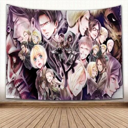 Attack on Titan Anime Tapestry Colorful Psychedelic Decorative Carpet Wall Fabric For Living Room Bedroom Tapestries Accessories