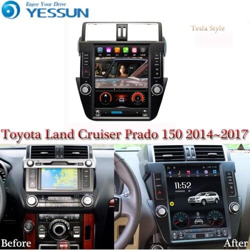 Tesla screen For Toyota Land Cruiser Prado 150 2014 2017 Car Android Multimedia Player Car Radio stereo Audio GPS Navigation