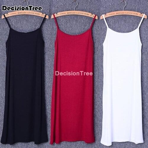 2021 strap white cotton bottoming dress tank sleeveless cotton o neck dress vintage slips underdress petticoat intimates