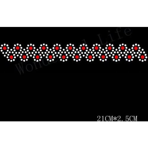 Free shipping water drop dot red white strips dot for clothing Hotfix Rhiestone Transfer Design Iron on for clothing use