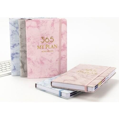 2021 Planner Notebook with Calendar 365 Days Organizer Notepad Diary Elastic Band Notebook A5 English Pink Blue Stationery