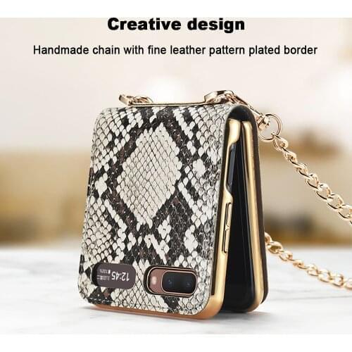 PU Mobile Phone Cases For Samsung Galaxy Z Flip 2 5G Protective Cover+Lanyard Phone Case For Galaxy Z Flip 2 5G Shockproof Case