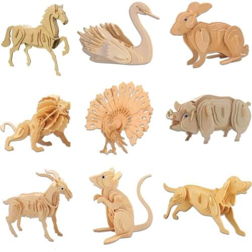 3D Wooden Puzzle Jigsaw Wood Craft Modelling Toy Kit Kids DIY Construction Gift