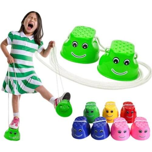 Children Outdoor Plastic Balance Training Equipment Smile Face Jumping Stilts Shoes Walker Fun Sport Toy Gift Coordination Game