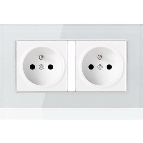 146 French standard socket two position socket 16A wall power supply tempered glass European standard socket white black gold