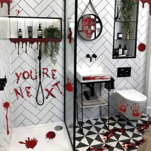 Halloween Decoration Bloody Horror Waterproof stickers Window Wall Paper Stickers Decal Halloween Party Decor Haunted House Deco