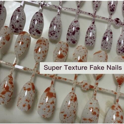 Factory Outlet Middle Length Fake Nail Almond Shape Girl False Nail With Designs Finished Nail Art Polishing Fake Nails Press On