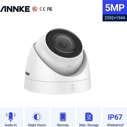 ANNKE Ultra HD 5MP POE Camera IP67 Weatherproof Security Network White Dome 2.8mm EXIR Night Vision Email Alert PoE Camera