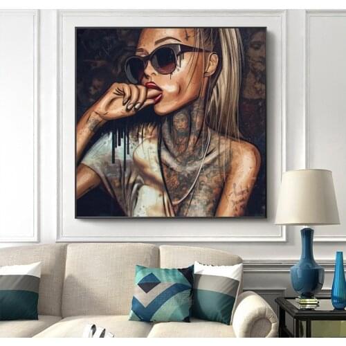 Black Girl With Tattoo Canvas Paintings On The Wall Art Posters And Prints Abstract African Art Pictures For Living Room Cuadros
