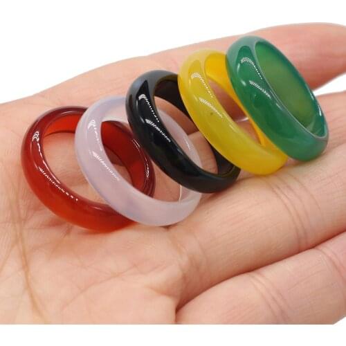 1Pcs Natural Stone Agates Rings Charms Multi-color Elegant Ring Jewelry Party Gift for Women or Girlfriend High-Quality
