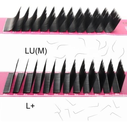 L+/LU(M) Curl False Eyelash Extensions Faux Mink Lash Individual Eyelashes Matte Black 8-15mm Mixed Soft N/L Shape Makeup Lashes