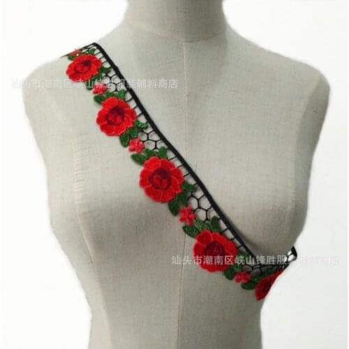 Hot Sale 5 Meters/lot Beautitul Diamant Flower Lace Trims Fabric 4.5CM Width Women Wedding Dress Lace