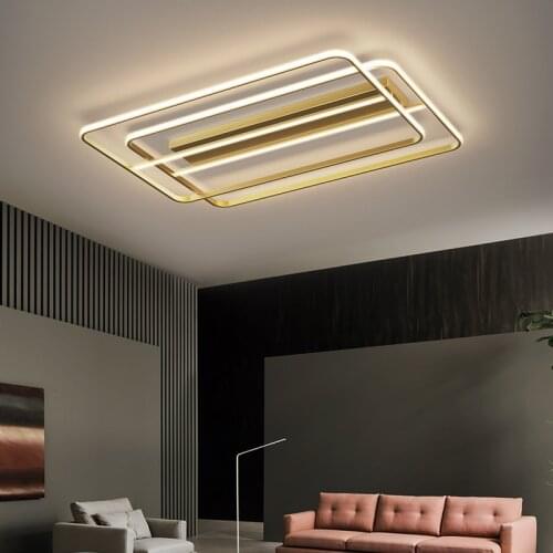 All copper Nordic ceiling lamp modern minimalist living room bedroom dining room rectangular lighting