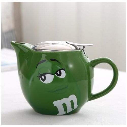 M&M bean large capacity coffee Teapot breakfast tea milk pot with filter ceramic expression drinkware 500ML
